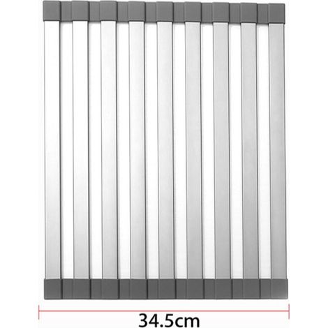 Égouttoir à vaisselle, aluminium, au-dessus de l'évier, pliable, taille réglable pour économiser de l'espace, silicone, tapis d'égouttage de vaisselle, fournitures de cuisine, égouttoir à vaisselle, c (1/5)