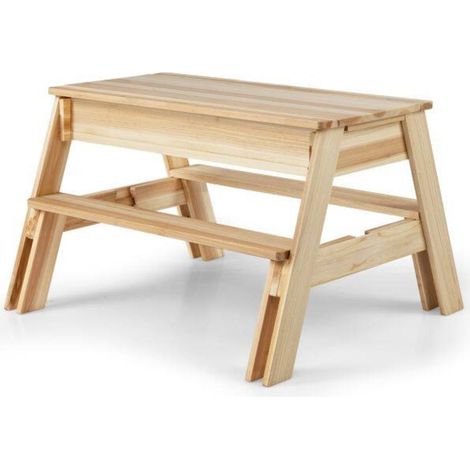 Table enfant en bois 4 en 1, gain de place avec 2 bacs sous plateau amovible, pour jeux et pique-nique (1/5)
