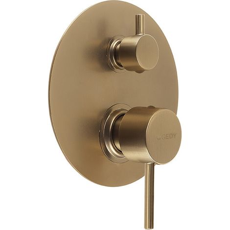 Miscelatore doccia ad incasso con deviatore in acciaio inox oro opaco Garda di Gedy (1/2)