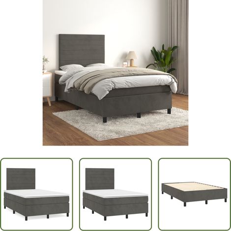 Samtbett - Boxspringbett mit Matratze Dunkelgrau 120x200 cm Samt (1/5)