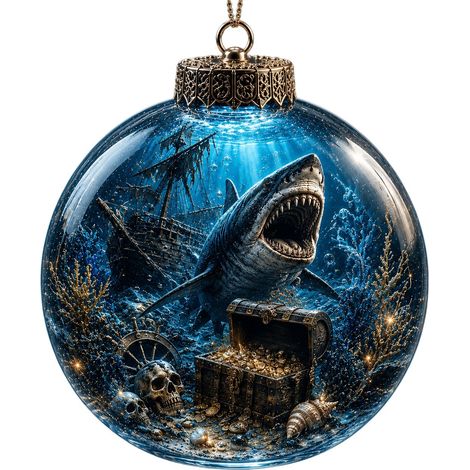 Un pendentif boule de cristal sur le thème marin, une boule de cristal lumineuse 3D en forme de méduse, un cadeau de décoration pour sapin de Noël, modèle E avec lumières. (1/3)