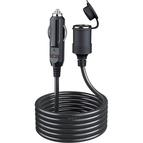 Cable de extensión para encendedor de cigarrillos de 5 m, enchufe para encendedor de cigarrillos de 12 V/24 V, con fusible de 15 A para coche, motocicleta, barco, camión, aspiradoras de coche, refrige (1/3)
