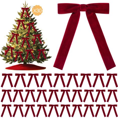 30 Pièces Noeud Sapin de Noel, Noeud Rouge Noel, Bordeaux (1/5)