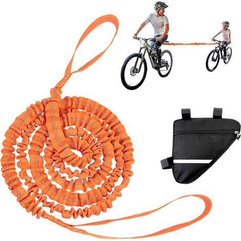 Câble de remorquage - Système de remorquage adapté aux vélos - Parent/Enfant - Élastique pour vélo - Sécurité garantie pour vos aventures - VTT - Câble de remorquage extensible (1/3)