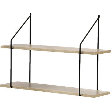 Scaffale a Muro 2 Livelli Decorazione Legno L60 cm