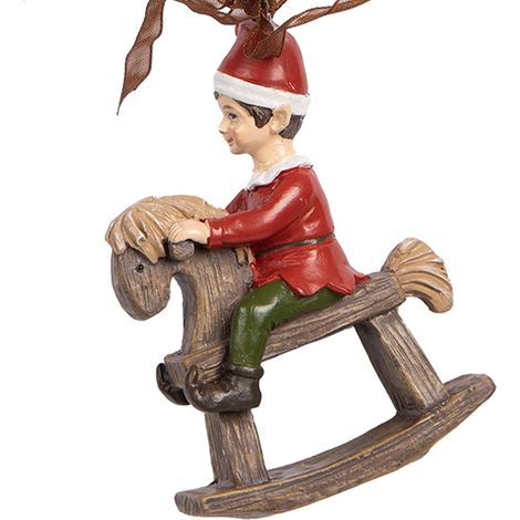 Suspension de Noël Enfant Décoration à Suspendre en Plastique Rouge 7 x 3 x 9 cm - PANGIVO (1/3)