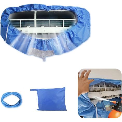 Sac de nettoyage étanche anti-poussière couleur bleue pour climatiseur mural, kit complet équipé tuyau de 3 mètres (1/4)