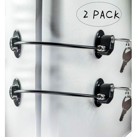BARKBUSTERS  Serrure de porte de réfrigérateur noire 2 pièces serrure de porte de congélateur serrure de tiroir de fichier avec 4 clés (1/5)