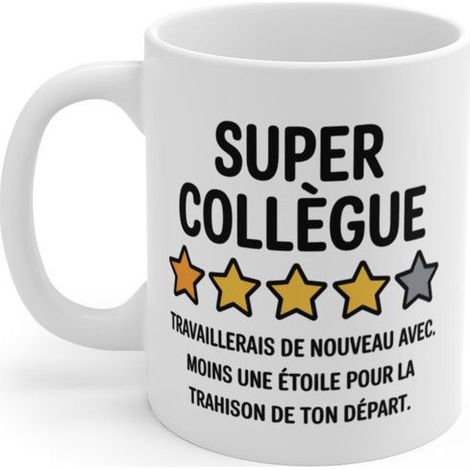 1 tasse mug collègue départ humour bureau 325 ml, design 4 étoiles, cadeau pot de départ pour collègue