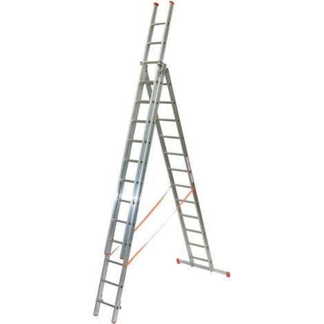 Facal – Échelle transformable 3x12 – Hauteur max 9,8 m – Charge max 150 kg – Poids 31 kg – Aluminium pour chantiers exigeants (1/2)