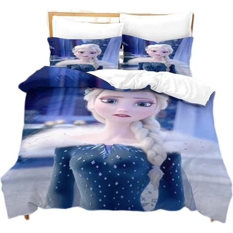 Parure de lit Elsa, taille King 140x200cm, housse de couette zippée, microfibre, pour enfants et adultes (1/5)