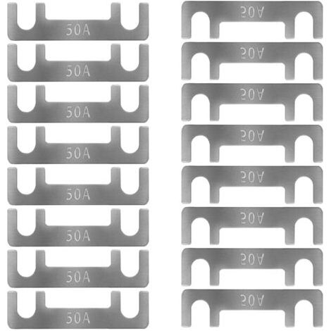 Bande de Fusible Plat Fusible de Voiture Fusibles Plats pour Auto 16pcs Lame de Fusibles pour Auto/Truck/RV/Camion/Moto (50A) (1/5)