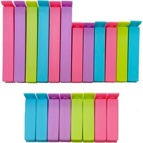 20 Pcs Food Clips, Reusable Food Bag Clips, Colorful Sealing Clips for Air Tight Seal on Bread, Snack and Sandwich Bags