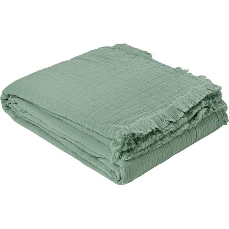 Dessus de lit gaze de coton Céladon 180x250 cm