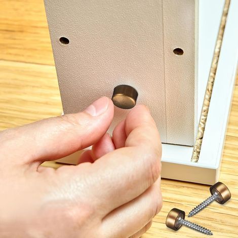 Vis Autotaraudeuse en Laiton Épais Cuivre Antique 16 Pièces avec Capuchons Décoratifs et Chevilles pour Fixation Miroirs et Meubles, Kit de Quincaillerie pour Montage Mural (1/5)