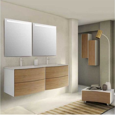 Mobile Bagno Soho122 cm SospesoRovere Tabacco Base 4 cassetti - Lavabo in Resina (1/5)