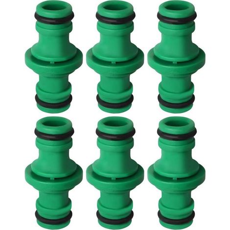 6pcs Double Hose Connector, Double Male Hose Connector, Plastic Hose Fittings for Joining Garden Hose Pipe (Green) (1/5)