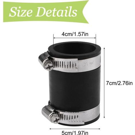 Lot de 2 raccords en PVC flexible avec colliers inox pour tuyau 3,8 cm (40 mm int.) (1/4)