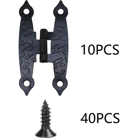 10 Pièces Antique Noire Armoire Porte Bagages Charnières Hinges Décoration Hinges avec Vis Charnières en Métal Charnière à Fleurs Quincaillerie Ancienne Charnières (1/4)