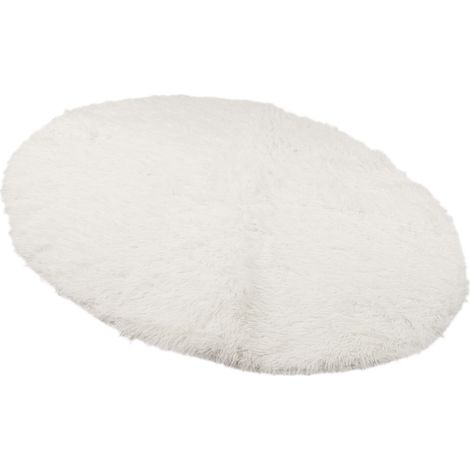 Tapis rond en peluche super doux, moelleux et antidérapant, moquette fluffy moderne pour salon chambre, blanc (1/5)