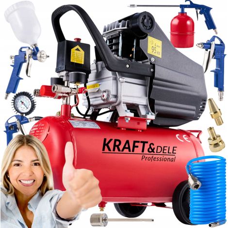 Compresor de aceite de pistón de 24 L + kit de pintura neumática (1/5)