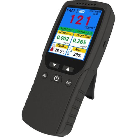 Innenraumluftqualitätsmonitor, 8-in-1-Luftqualitätstester, HCHO-Detektor, Temperaturtester, Partikelzähler, Luftverschmutzungsdetektor für Zuhause, Schlafzimmer, Büro und Auto.