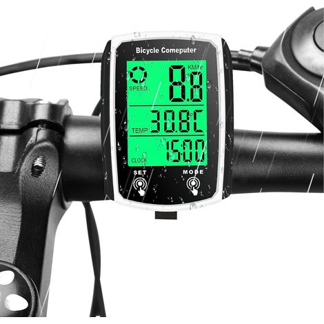 Compteur de vélo universel 19 fonctions, étanche IP54, compteur de vitesse et odomètre filaire, écran tactile LCD rétroéclairé, démarrage/arrêt automatique, pour VTT et vélo de route (1/5)