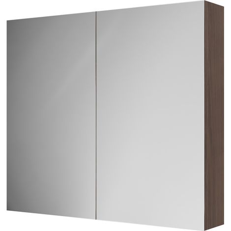 Napoli Brown Oak 800mm Wall Mounted Mirrored Cabinet - 800mm -