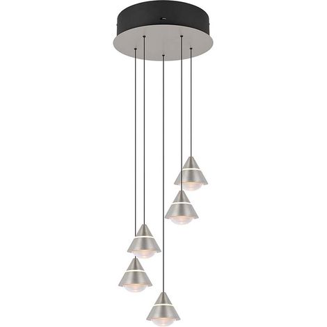 Pendelleuchte Hängeleuchte Deckenleuchte Nickel matt Farbwechsel H 200 cm