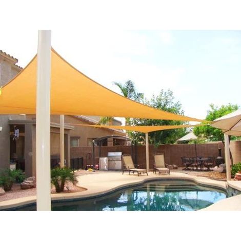 Voile d'ombrage triangulaire surdimensionnée 6 mx 6 mx 6 m pour jardin ou terrasse, couleur sable du désert (1/5)