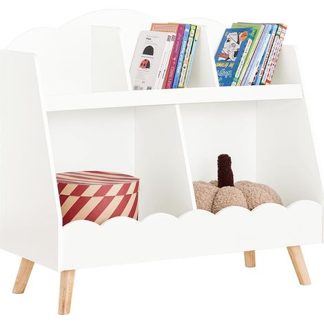 SoBuy KMB100-W Kinderregal mit 5 Fächern Bücherregal Aufbewahrungsregal für Kinder Montessori Regal weiß BHT ca. 82x76x35cm (1/5)