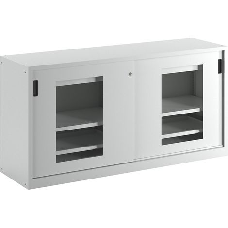 LISTA, Armoire à portes coulissantes vitrées, 2 tablettes, 4