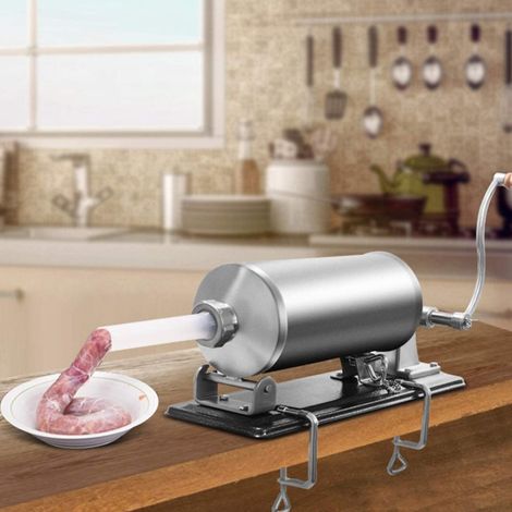 Machine à Saucisse Poussoir à Saucisse 4 Tubes Différantes Viande Hachée en Acier Inoxydable Hachoir à Viande Manuel 3.6 L (1/8)