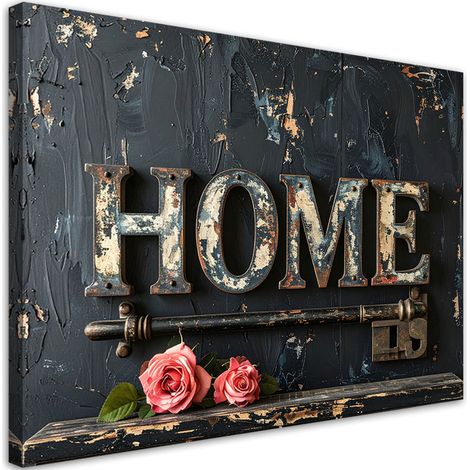 Quadro su tela, Insegna casa Rose Tipografia Retrò, 30x20 (1/5)