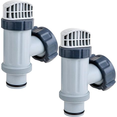 Lot de 2 raccords de tuyau de piscine - Valve à piston de piscine - Accessoires de piscine - Pour pompe à filtre Intex 28635EG 28633EG - Vanne d'arrêt pour piscine hors sol et pompe de filtration de