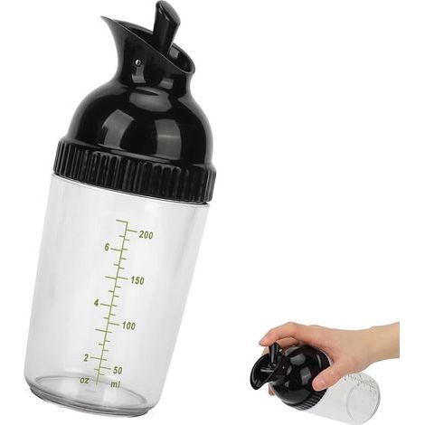 Shaker à Vinaigrette Bouteille de Mélangeur de Vinaigrette 200 ML Condiments Container Bouteille avec Couvercle pour Cuisine Noir (1/5)
