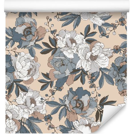 Precioso y elegante papel pintado de peonías para salón y dormitorio, 50x1000 cm. (1/5)