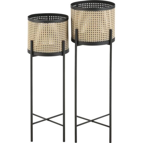 Juego de 2 soportes para plantas de metal colfontaine de diferentes tamaños negro arena 030007728 (1/5)