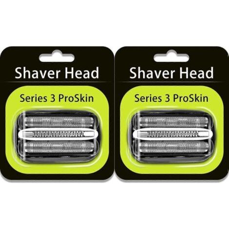 Têtes de rasage Braun Series 3 32B – 2 pièces – Triple lames flottantes pour rasage précis – Étanches et antirouille – Wancle