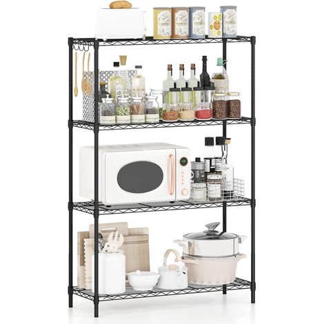 COSTWAY Scaffale in Metallo con Ripiani, Scaffale Regolabile e Resistente con Ripiani Rete a V, Organizzatore Multiuso con Anti-ribaltamento per Casa, Cucina e Garage (4 piani,Elegante) (1/5)