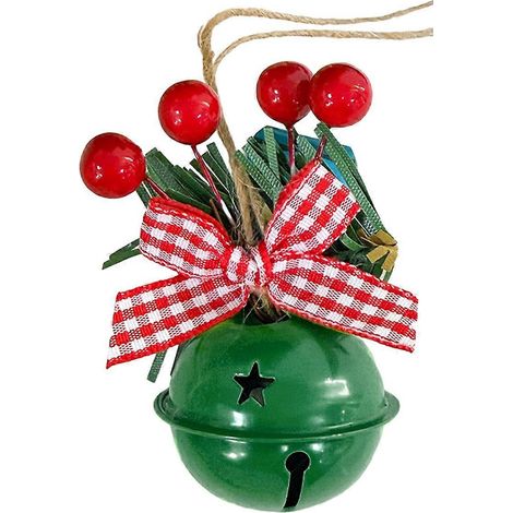 Rouge doré pin cône cloche suspendu, rustique style maison de campagne, pour le sapin couronne décoration de fête,L (1/5)