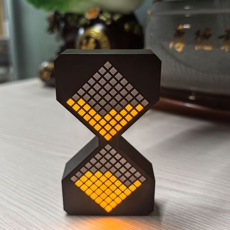 Digitaler Sanduhr-Timer, einstellbar von 1 bis 30 Minuten, mit LED- und Nachtlicht, modernes Würfeldesign (Schwarz, gelbes Licht) (1/5)