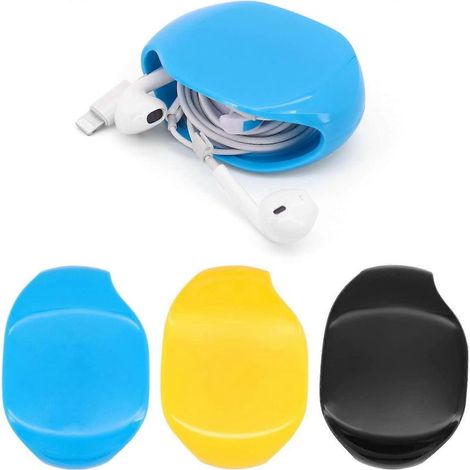 Enrouleur automatique de câble, étui de rangement rétractable en 3 pièces pour câbles USB, câbles d'écouteurs et câbles de charge. (1/5)