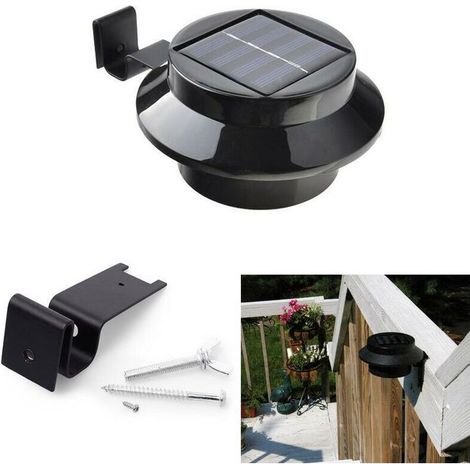 VURAHOME -6pcs lampes LED à énergie solaire pour gouttière, clôture, toit (noir). (1/4)
