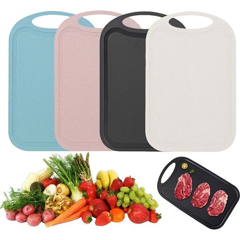 Set de 4 planches à découper en PP, tapis de découpe rectangulaire, planches à découper colorées, coussins et ensembles, accessoires de cuisine avec poignée antidérapante planche à découper