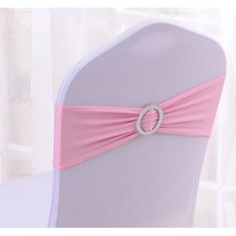 Noeud De Chaise Elastique - Tissu Élastique Réutilisable - Pour Mariage Fête Baptême - Rose - 50 Pièces (1/2)