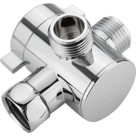 3-way diverter valve for shower head – Adjustable multi-function adapter in chrome-plated brass, G1/2 thread