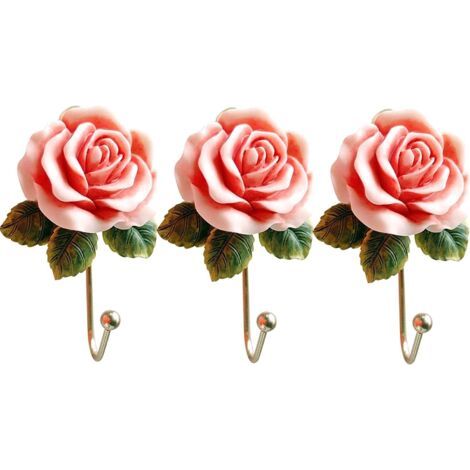 3 PCS Rose Résine Mur Crochets Mur Monté Créatif Fleur Fer Crochet pour Suspendre Manteau/Chapeau/Clé/Serviette/Sac À Main Crochets/Cintres Chambre Décoration Murale (1/5)