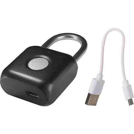 Fingerabdruck-Vorhängeschloss, wiederaufladbares USB-Smart-Schloss, schlüsselloses Vorhängeschloss für Fitnessstudio, Tür, Gepäck, Koffer, Schule (1/4)