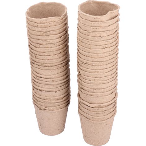 50 Pots en Tourbe Biodégradables 8cm pour Semis et Boutures - Accessoire Jardin